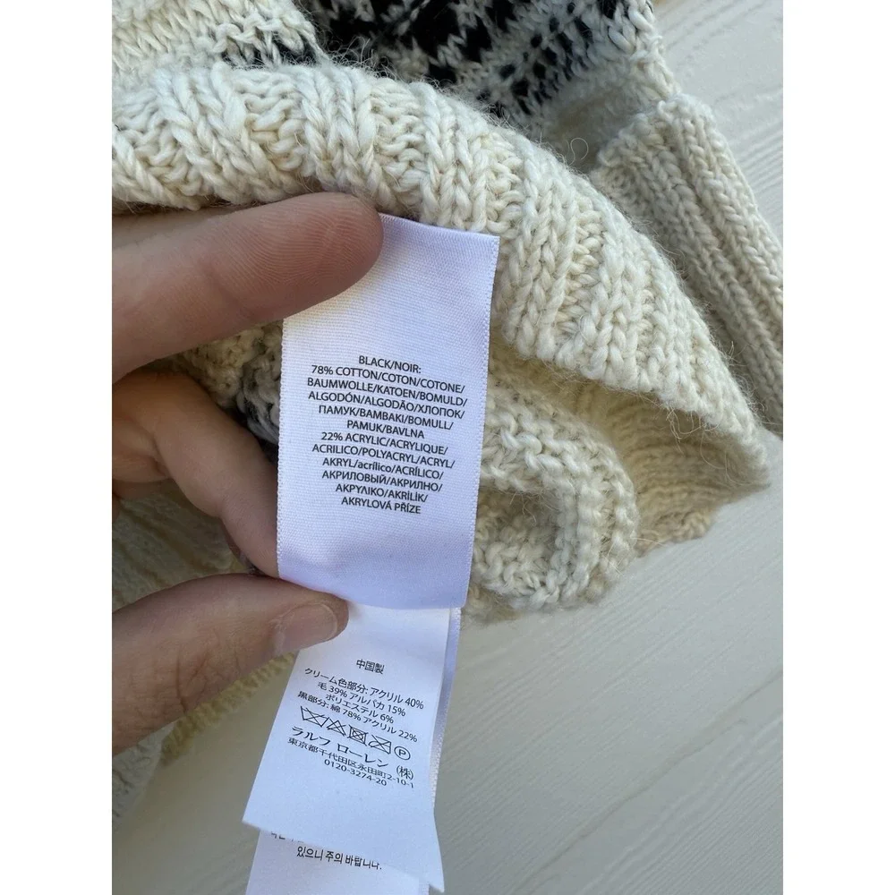 Polo Ralph Lauren Nordic‎ Wool Alpaca Blend Sweater Winter Cream Size Small - Picture 6 of 9